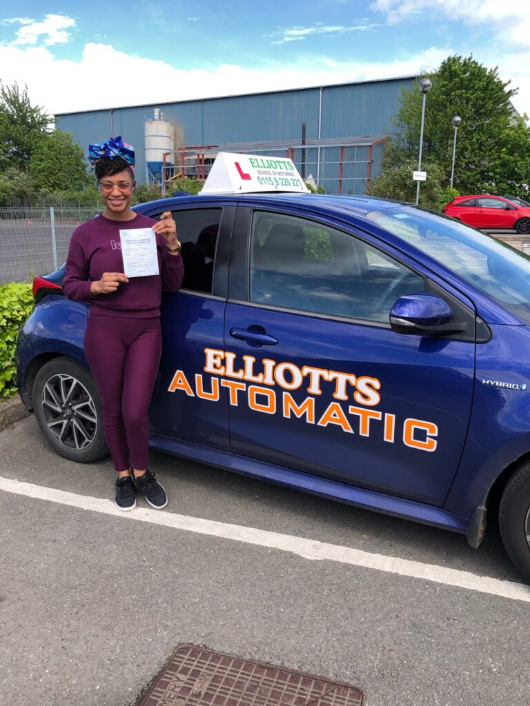 Chantelle passing their driving test with Elliotts School of Motoring