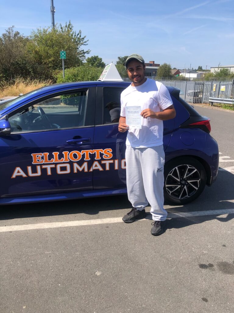 Jai passing their driving test with Elliotts School of Motoring