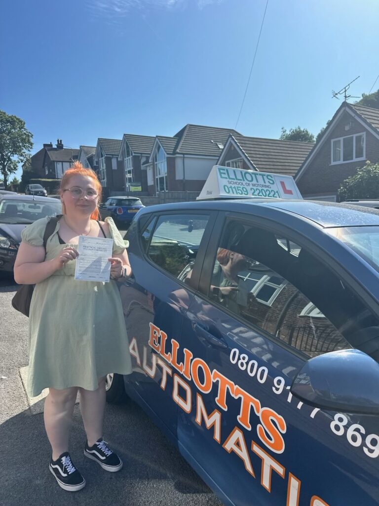 Saxon passing their driving test with Elliotts School of Motoring